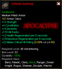 In-game tooltip for Initiates Gutstrap