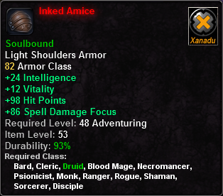 In-game tooltip for Inked Amice