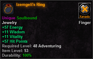 In-game tooltip for Izemgeli's Ring