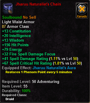 In-game tooltip for Jahruu Naturalist's Chain