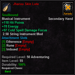In-game tooltip for Jharuu Skin Lute