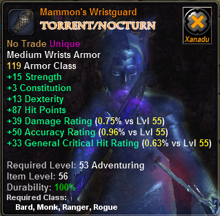 In-game tooltip for Mammon's Wristguard