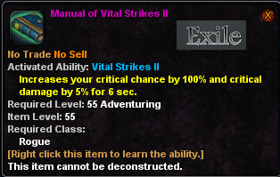 In-game tooltip for Manual of Vital Strikes II