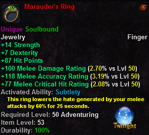 In-game tooltip for Marauder's Ring