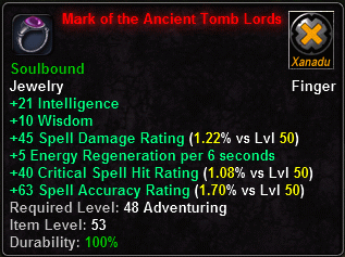 In-game tooltip for Mark of the Ancient Tomb Lord