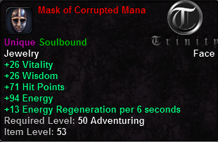 In-game tooltip for Mask of Corrupted Mana