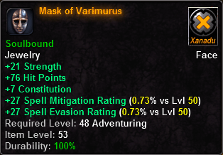 In-game tooltip for Mask of Varimurus