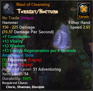 In-game tooltip for Maul of Cleansing