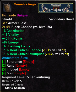 In-game tooltip for Memati's Aegis