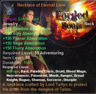 In-game tooltip for Necklace of Eternal Love