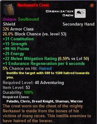 In-game tooltip for Nerksawl's Crest
