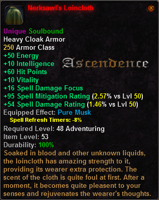 In-game tooltip for Nerksawl's Loincloth
