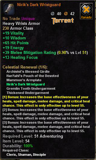 In-game tooltip for Nirik's Dark Wristguard