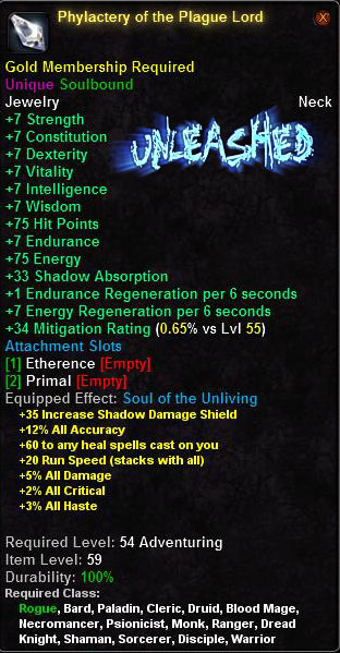In-game tooltip for Phylactery of the Plague Lord