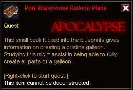 In-game tooltip for Port Warehouse Galleon Plans