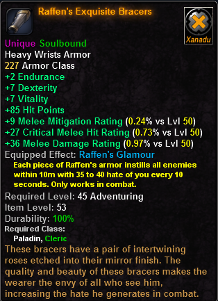 In-game tooltip for Raffen's Exquisite Bracers