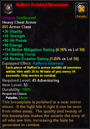 In-game tooltip for Raffen's Polished Breastplate