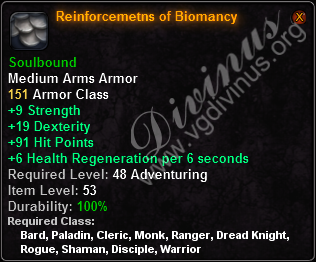 In-game tooltip for Reinforcements of Biomancy