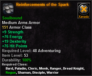 In-game tooltip for Reinforcements of the Spark