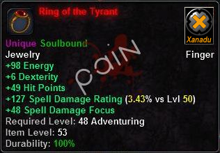 In-game tooltip for Ring of the Tyrant