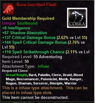 In-game tooltip for Rune-Inscribed Flesh