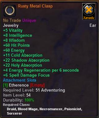 In-game tooltip for Rusty Metal Clasp