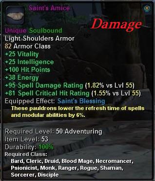 In-game tooltip for Saint's Amice