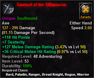 In-game tooltip for Sawtoof of the Siliusaurus