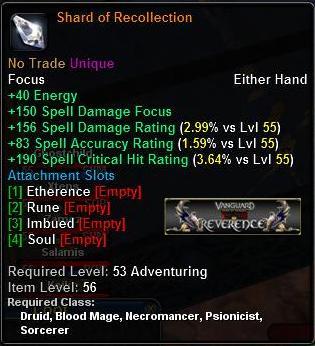 In-game tooltip for Shard of Recollection