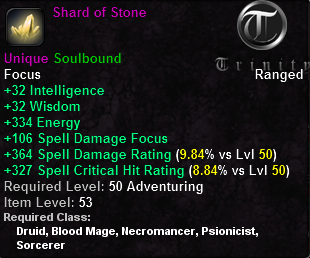 In-game tooltip for Shard of Stone
