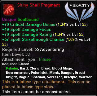 In-game tooltip for Shiny Shell Fragment