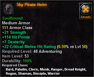 In-game tooltip for Sky Pirate Helm