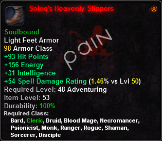In-game tooltip for Soleq's Heavenly Slippers