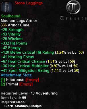 In-game tooltip for Stone Leggings