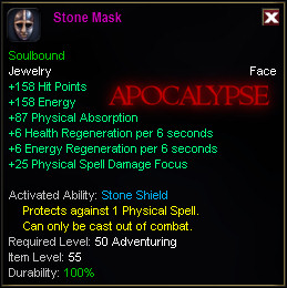 In-game tooltip for Stone Mask