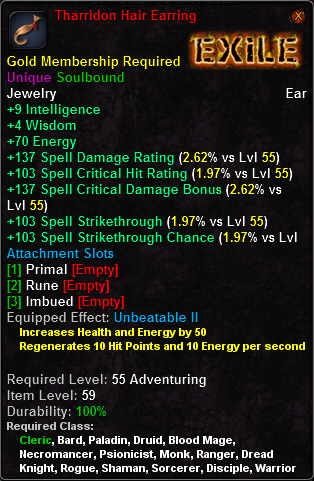 In-game tooltip for Tharridon Hair Earring