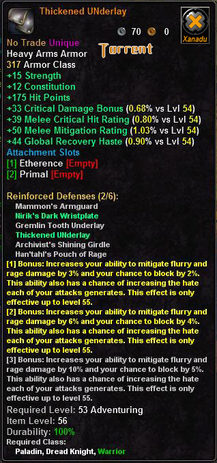 In-game tooltip for Thickened Underlay
