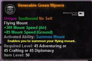 In-game tooltip for Venerable Green Wyvren
