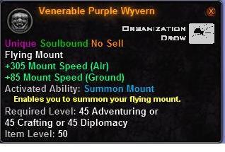In-game tooltip for Venerable Purple Wyvern
