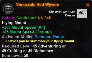 In-game tooltip for Venerable Red Wyvern