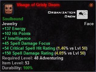 In-game tooltip for Visage of Grisly Doom