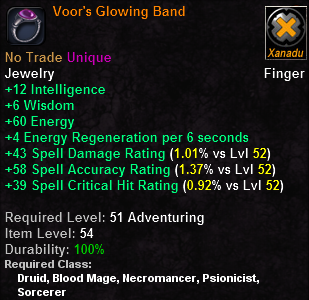 In-game tooltip for Voor's Glowing Band