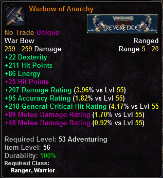 In-game tooltip for Warbow of Anarchy