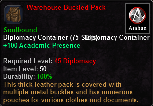 In-game tooltip for Warehouse Buckled Pack