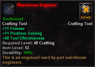 In-game tooltip for Warehouse Engraver