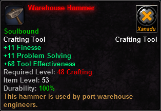 In-game tooltip for Warehouse Hammer