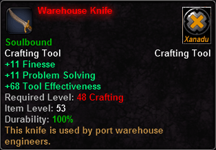 In-game tooltip for Warehouse Knife