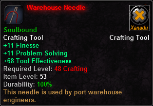 In-game tooltip for Warehouse Needle