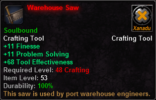 In-game tooltip for Warehouse Saw
