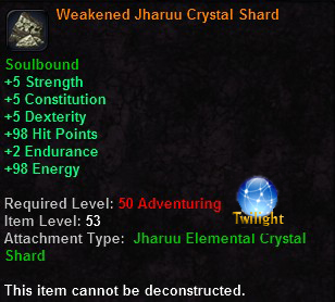 In-game tooltip for Weakened Jharru Crystal
